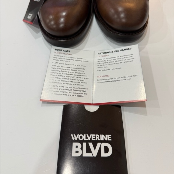 Wolverine Brown Leather Ankle Boots with Cap Toe Size 9 Leather Casual NWT main image 11